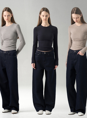 MISS CHANGE 天丝羊毛加厚长袖T恤女圆领修身显瘦双面磨毛打底衫