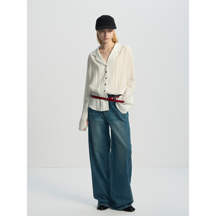 女宽松翻领长袖 极简风亚麻衬衫 慵懒松弛防晒上衣 CHANGE MISS