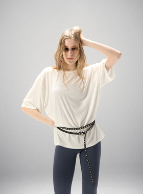 MISS CHANGE 天丝亚麻圆领T恤宽松麻感料短袖通勤纯色慵懒上衣女