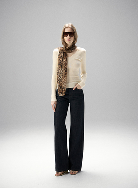 MISS CHANGE 亲肤醋酸山羊绒混纺V领针织衫女气质修身长袖上衣