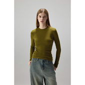 MISSCHANGE设计师品牌 上衣 显瘦打底衫 醋酸圆领长袖 T恤女修身