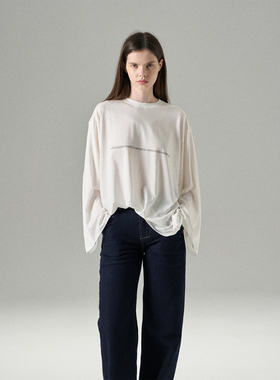 MISS CHANGE 2026天丝棉亲肤印花圆领宽松上衣慵懒舒适长袖t恤女