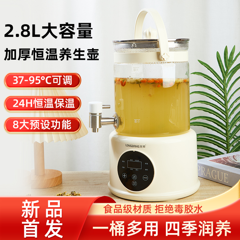 龙邦水龙头养生壶酸梅汤聚嗨桶2.8L果酒恒温花茶桶家用多功能药膳