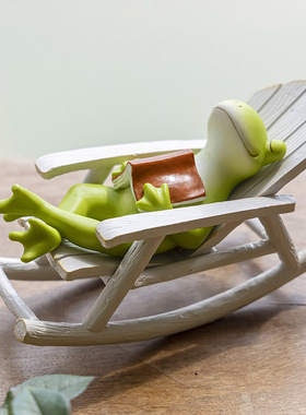 创意解压摇椅摆件桌面可爱青蛙治愈办公装饰卡通庭院阳台造景礼物