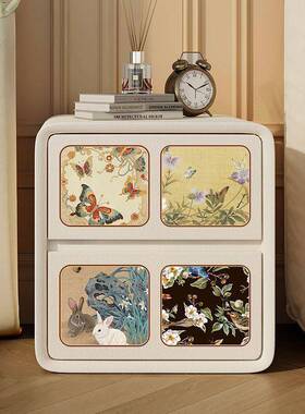 古风白色头卧柜室用2025现代简约新款收纳轻奢81684小型家木床中