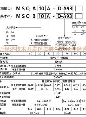 旋转气缸HRQ无品牌//QB10M/20A/30A/1A/2SA/3A精密齿A轮回转摆动9