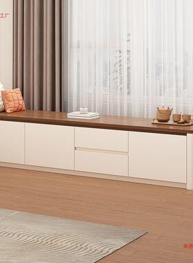 阳台柜飘窗柜地URK柜落柜矮柜卧室木储物柜窗台收纳实柜可坐卡座