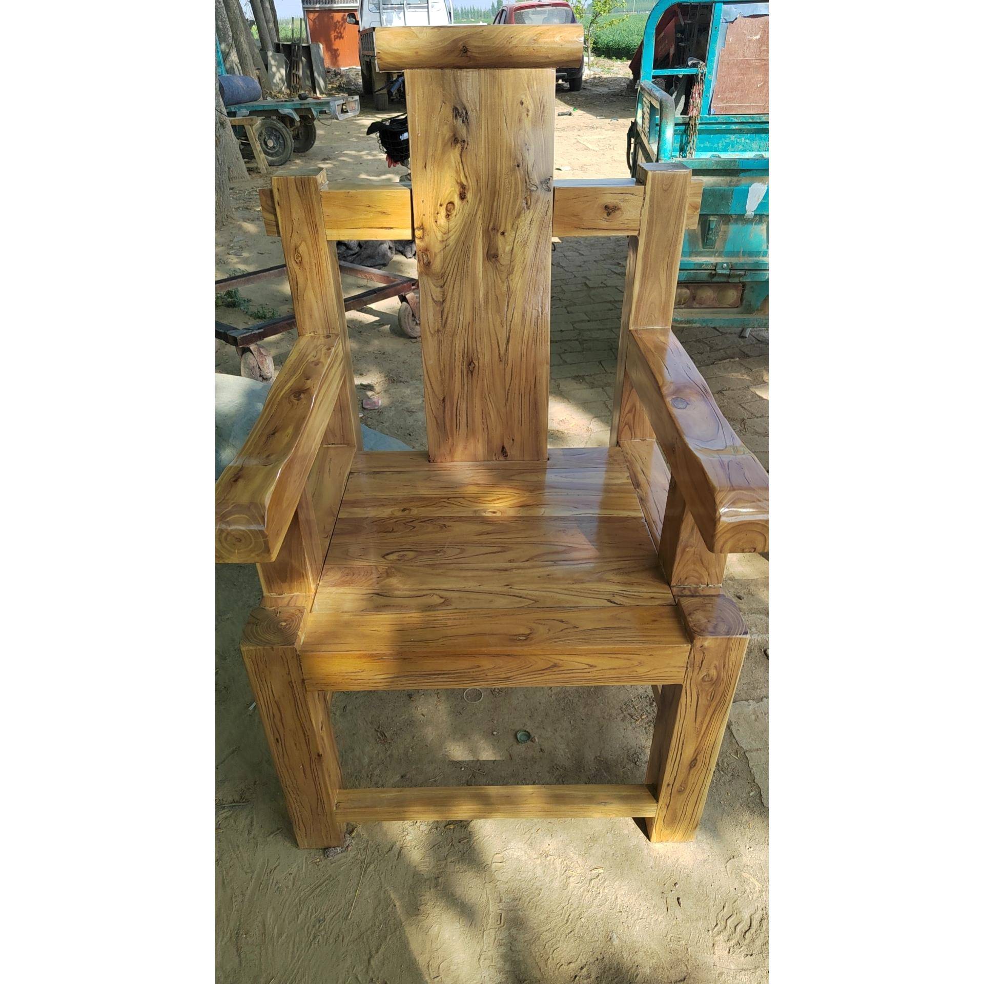 老木中式韩简约实木式椅靠背椅家用YTN主人办榆公椅扶手椅饭店用