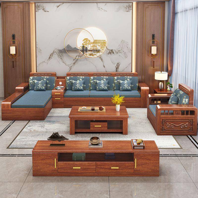 胡桃木新中式木沙发组合全实木客型厅储物现简约小户代木质实OAF