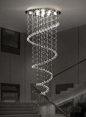 复式梯吊旋转楼灯31489水晶吊灯别楼梯墅灯楼梯灯长吊灯客厅大吊