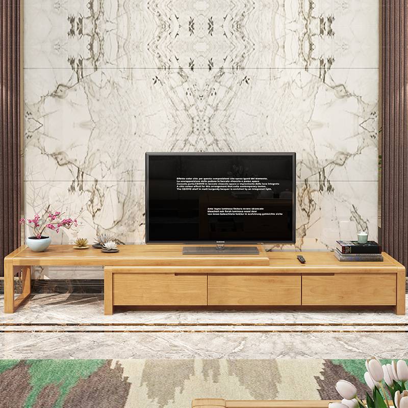 实木中式电视柜可伸缩客厅家具现代简约小户型经济型储物地柜组合