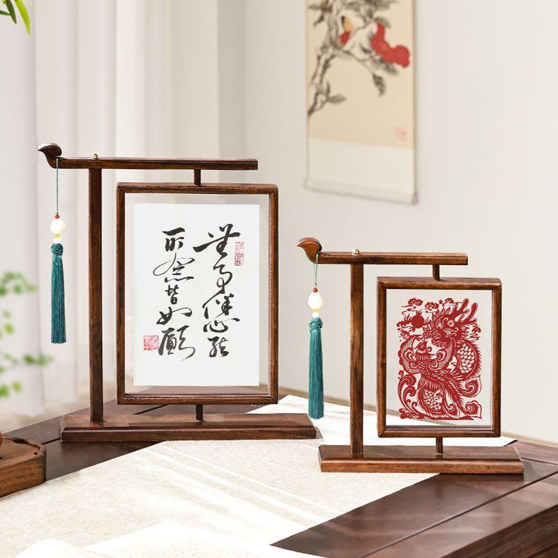 木相框旋转摆实台柚饰木复装古摆件655感洗照片书法装裱画框