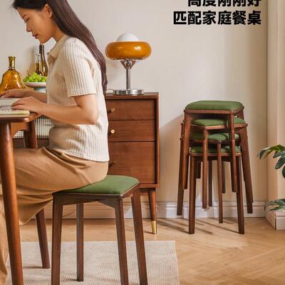 实椅木凳子餐方凳家用子板凳可放圆凳软包凳叠伴读凳IOQ梳妆凳简