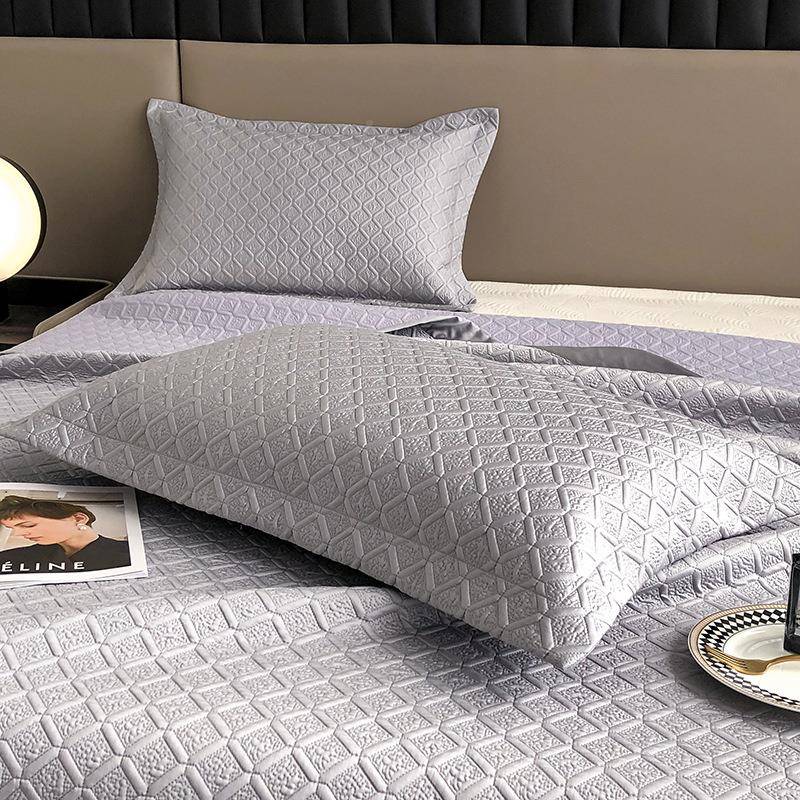 通PIF夏天高端色欧南式6尔0支天丝床盖三件套大尺寸纯莱赛加厚绗