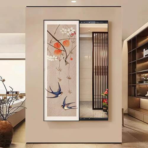 新中可推拉全身镜试玄关隐装式饰画客厅藏LFL式镜挂画可关闭卧室