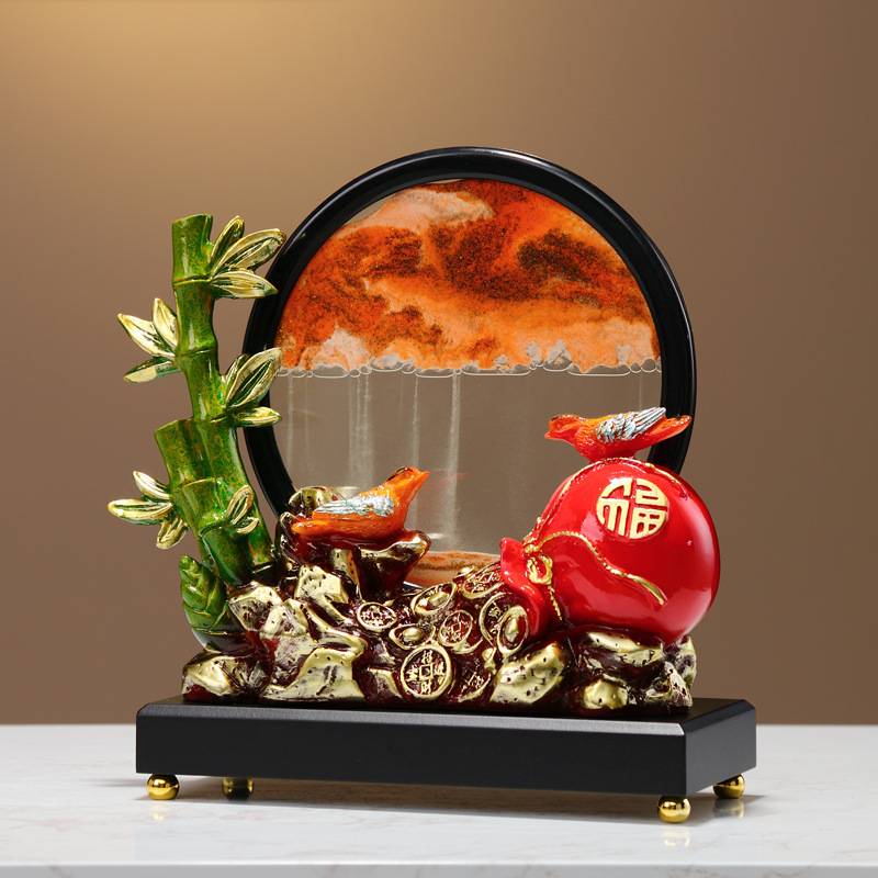 创意中式节节高升摆件高档玄关客厅流沙画装饰轻奢办公室艺术沙漏图片