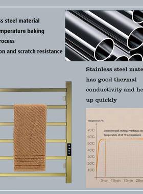 ozon智能电热碳毛架XJP浴室触屏定时加浴巾架金色巾纤维毛巾热烘