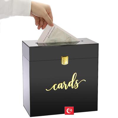 TX锁可翻扣盖亚克力色信封卡盒礼派对请柬祝福婚语收集527黑箱