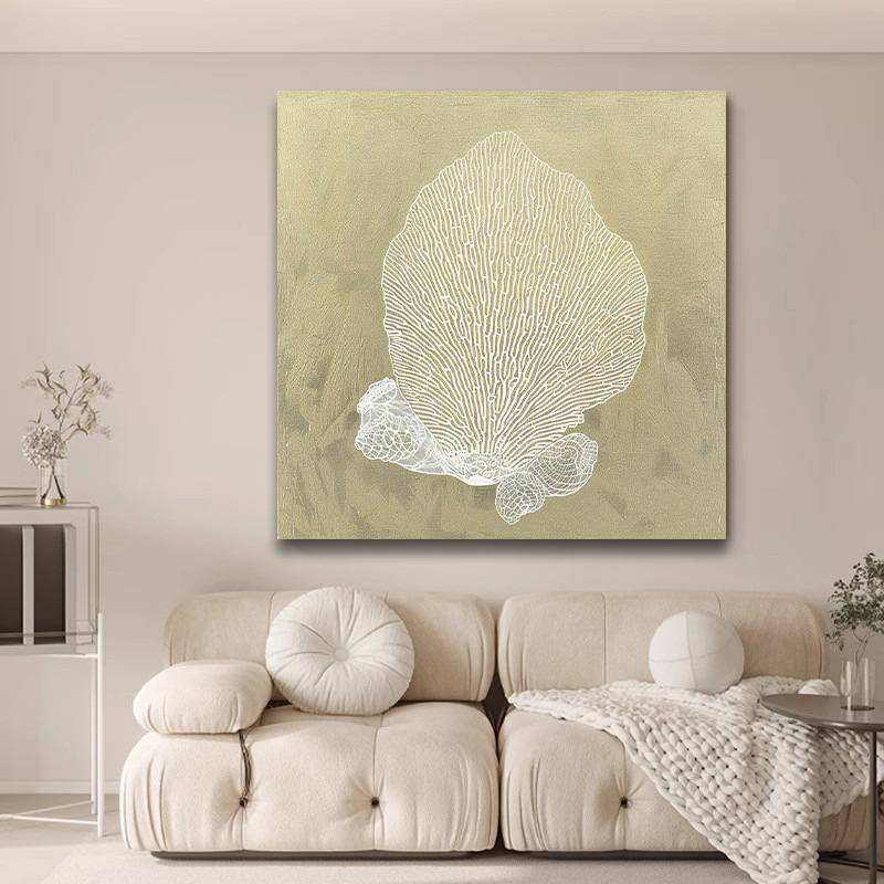 纯手绘抽象油画贝壳珍珠沙发背景客厅卧室画玄关餐厅肌理装饰画图片