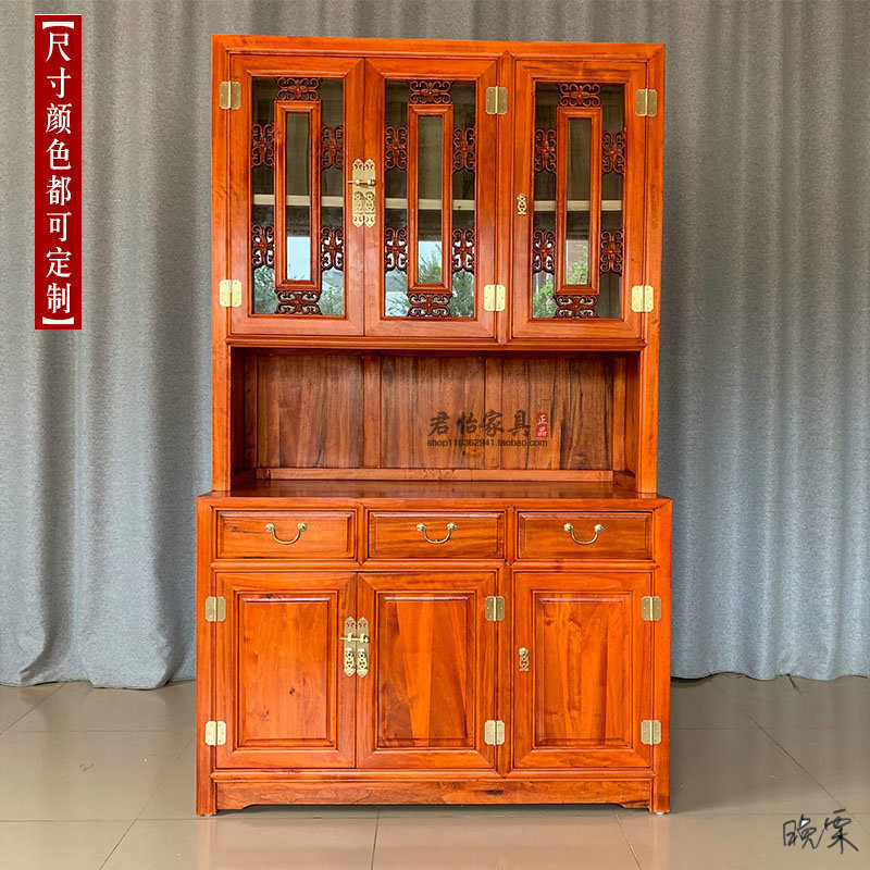 中式全实木香樟木玻璃书柜防潮