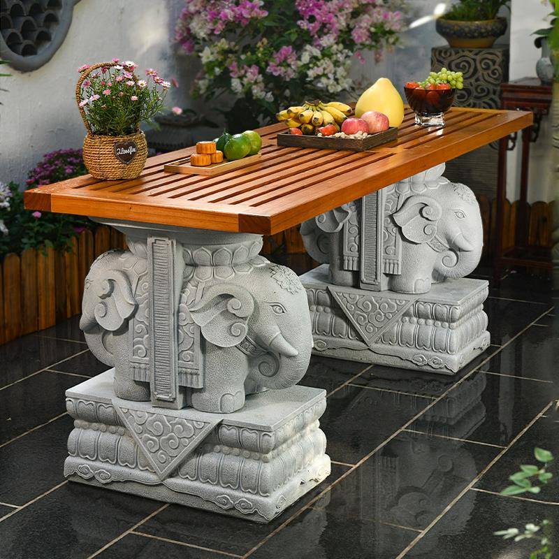 7W合式花园布户外庭院桌中椅组阳台茶几露台造景桌009子室外置实