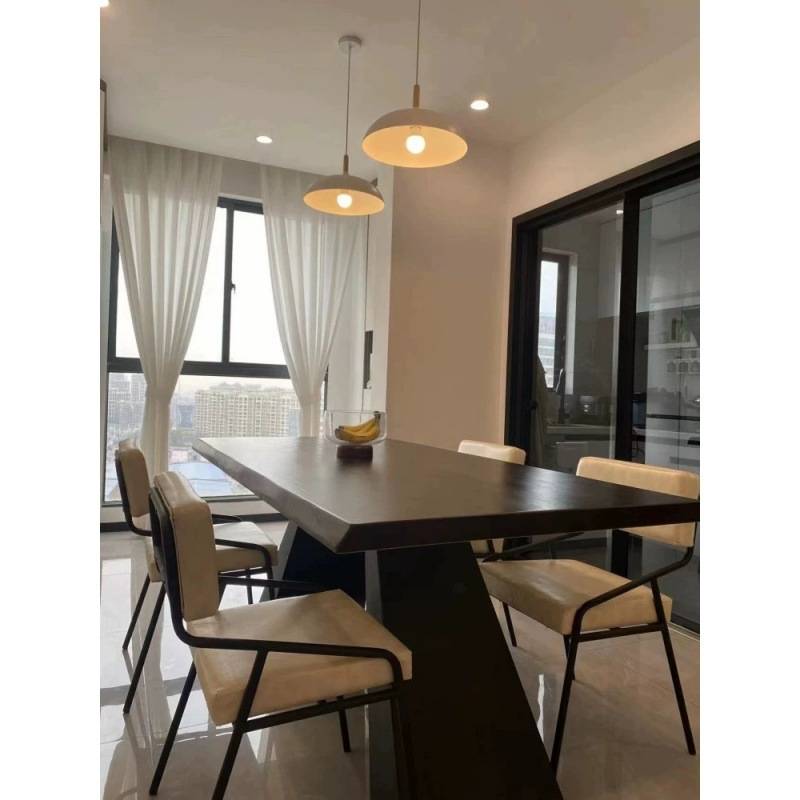 工业风复古实木餐桌现代简约会议桌长桌设计师家用饭桌原木大板桌