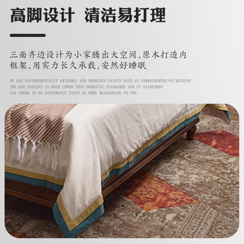 美式实木古床简约轻奢做旧家具单双人LSU床米法中主卧家具2式大床