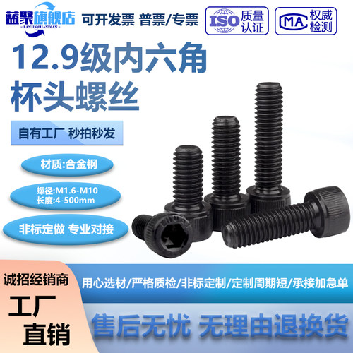 蓝聚12.9级杯头螺丝高强度