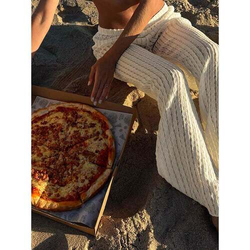 Loose straight leg casual pants海边镂空低腰宽松直筒休闲裤女