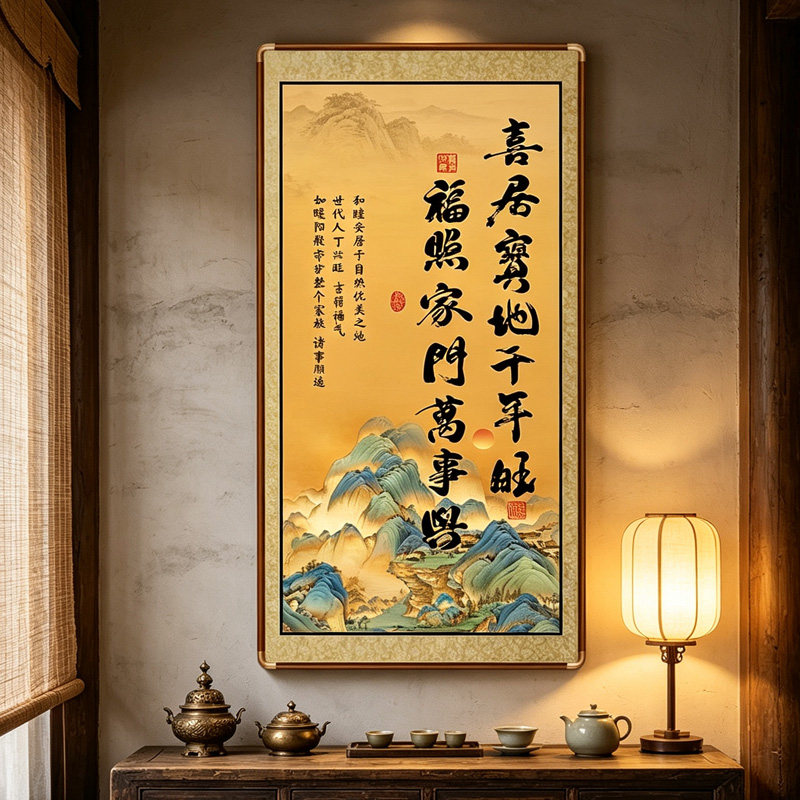 新中式喜居宝地千年旺挂画带框