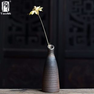 时尚 陶迷复古创意陶瓷柴烧花瓶手工个性 小花器水培花插家居饰品