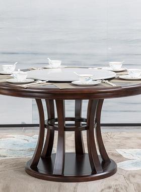 新木组中16815式实餐桌椅圆合转盘饭店形酒店圆餐桌6人饭桌家用大