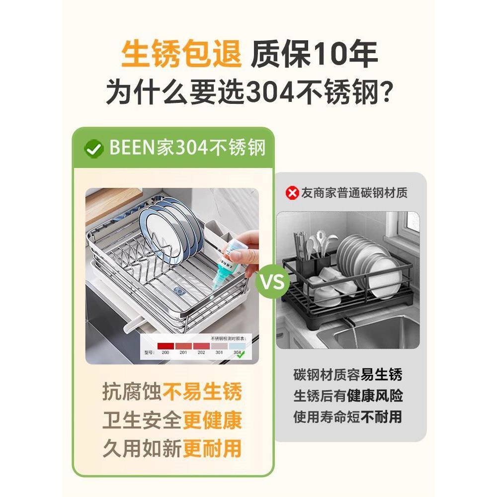 德国碗304不锈钢碗盘厨房置物架水槽放筷碟沥水架篮沥水XNN碗收纳