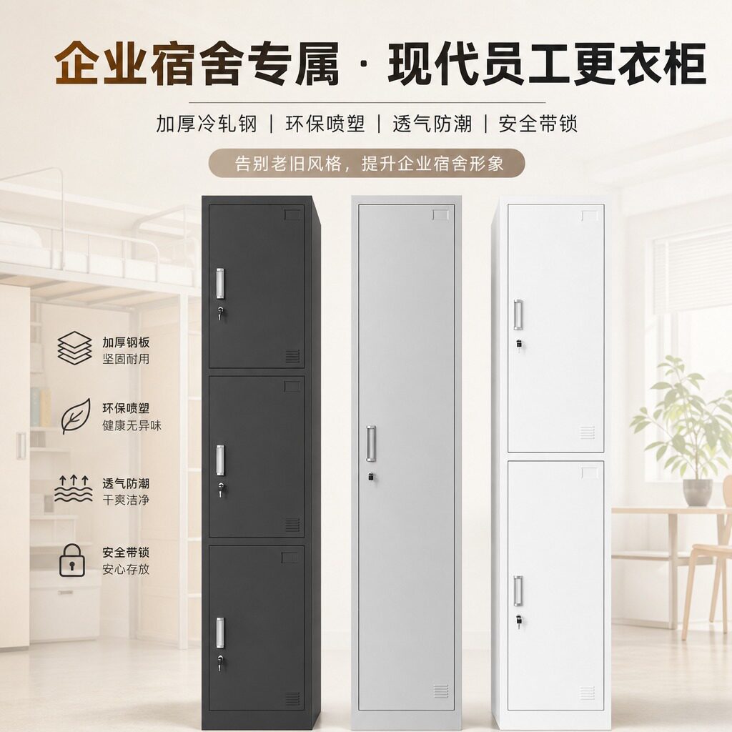 单门更衣柜员工宿舍带锁储物柜子铁皮柜工厂车间更衣室衣柜收纳柜