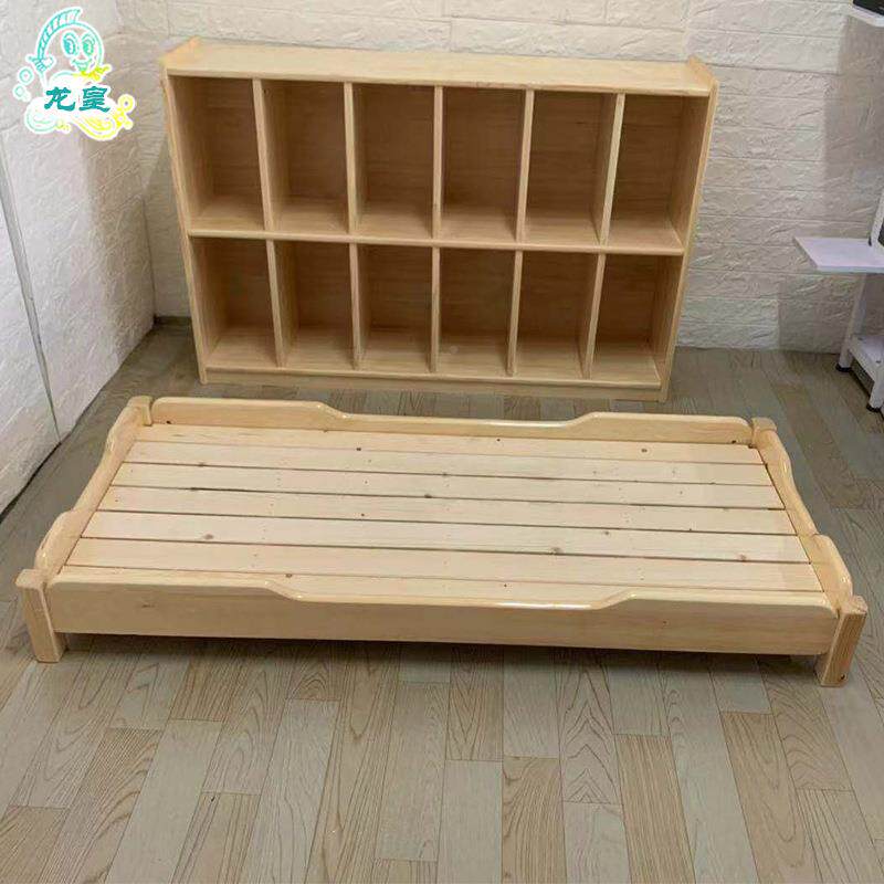 幼儿园童实木sm1544叠儿叠床下加早教托管午睡午厚休方脚木质上铺