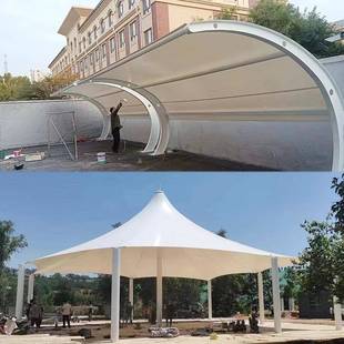 膜结构雨车HT-0331工棚车棚汽棚厂遮阳停车张拉膜棚景观伞户外充