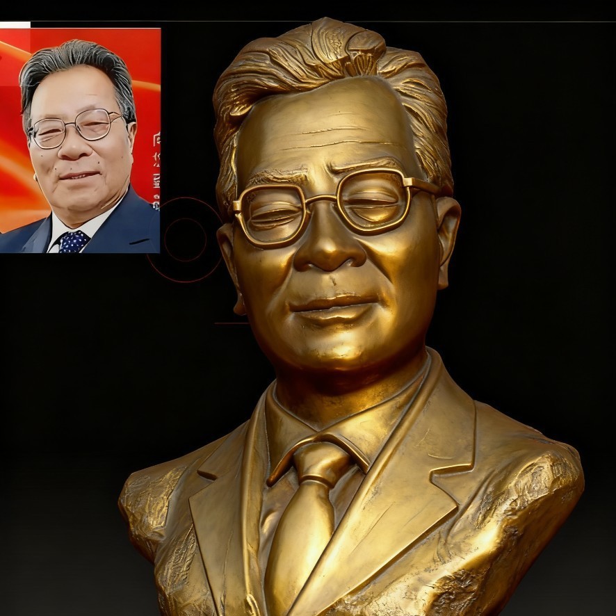 玻璃钢仿铜色张福安半身雕塑像