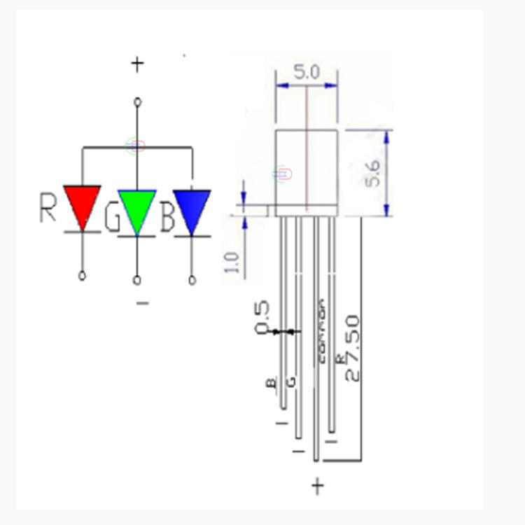 直插F平头全彩透明共5mm雾状阳四脚509RGBWC共全彩RGB灯阴珠5高亮