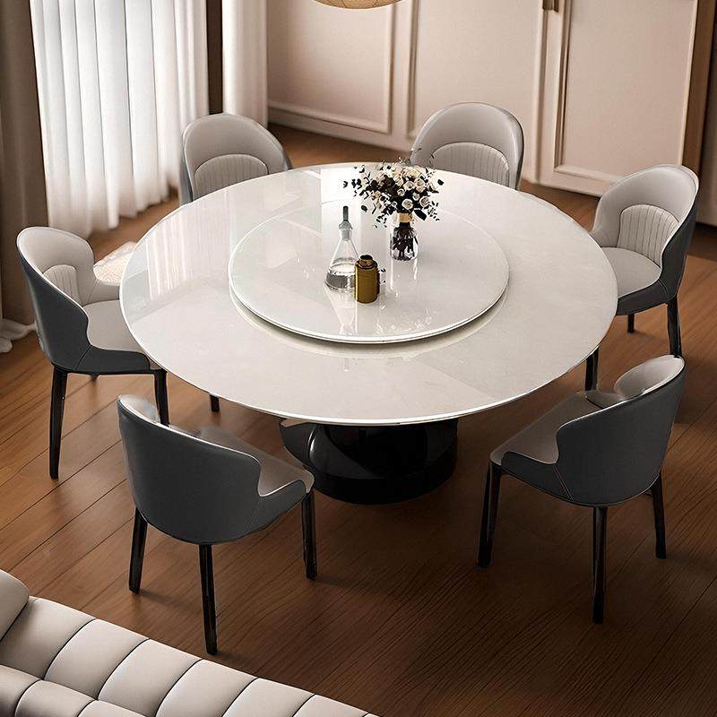 天然大理石圆形桌组合轻奢式家用带椅转盘实木意极TR009简黑餐色,商业/办公家具,餐桌椅系列,淘宝优惠券,粉丝福利购,淘宝优惠卷