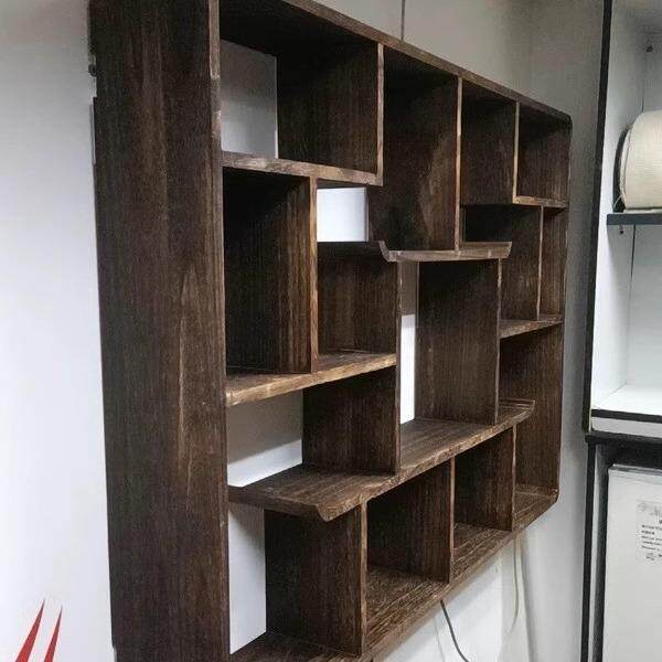 宝博古中式书房实木置物博架展示架478古古多纯展示古架挂壁博壁