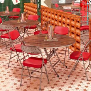 J^复古怀旧餐饮桌椅港式大排餐档市井风用桌椅网烧烤小吃店00红商