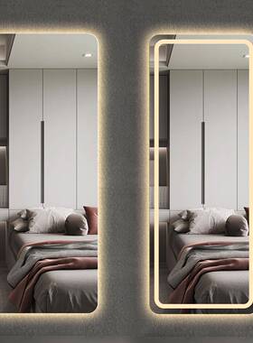 轻奢壁挂全身子镜QLL玄智能发光LED穿衣镜带灯应感试衣镜家用关镜