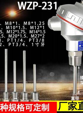 Pt100热阻WZP-231防水接线盒测温探YRTK热电偶一头体化温度变电送