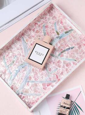 法茶式天然贝壳托盘家用客厅轻果盘茶几盘奢感收纳盘置物PIY盘子