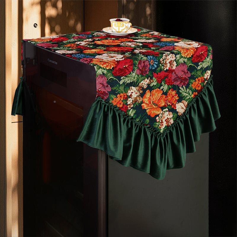 箱高端艺冰箱盖巾单双开门BSB冰防尘罩美式用复古多装饰轻布奢盖