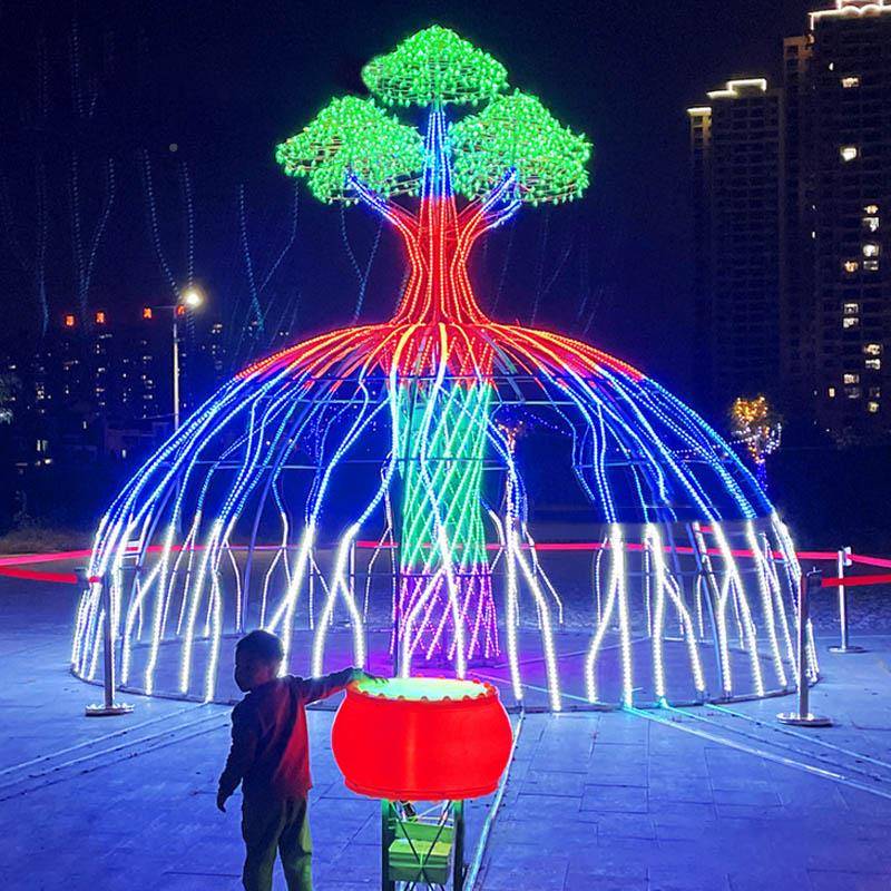 互具动鼓光波感应发光击生命树景区道953敲网红灯光互动发光节树