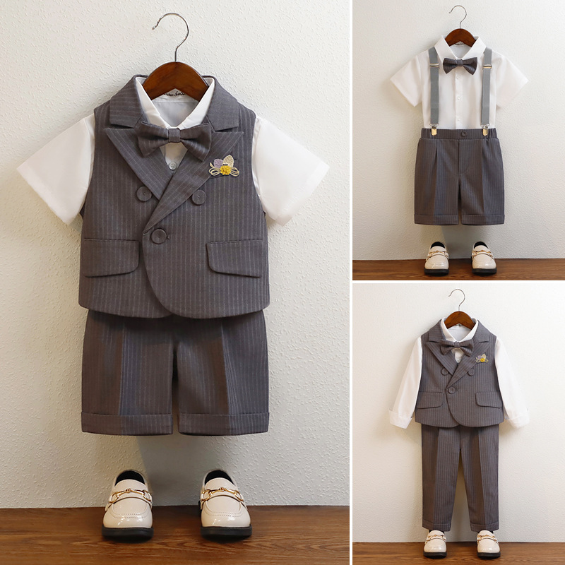 男童夏季礼服套装英伦风儿童x西装马甲小童幼儿园夏季花童毕业服