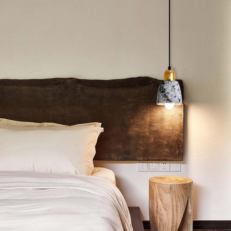侘寂风新款水泥小吊灯北欧卧室床头吊线灯设计师单头吧台网红灯具