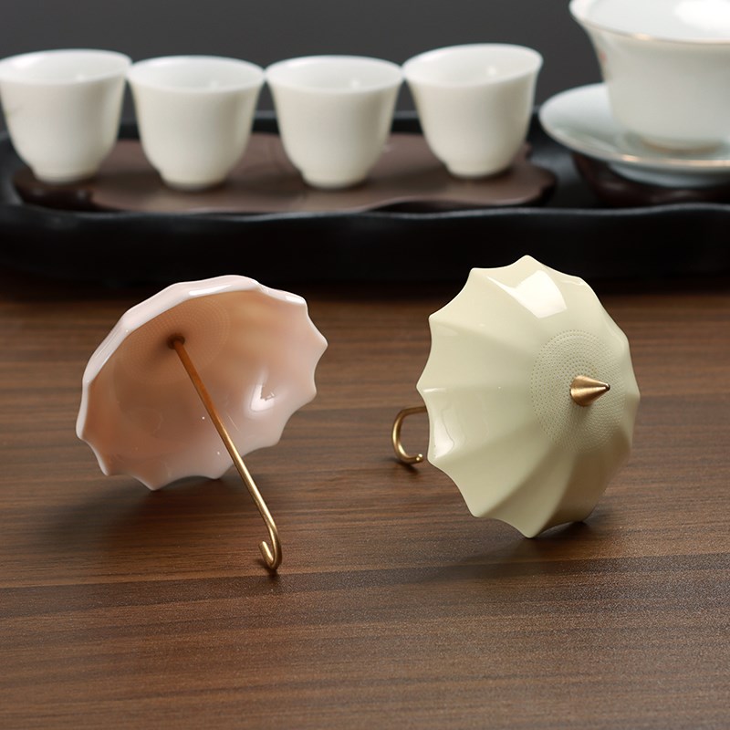 创意雨伞茶滤茶漏粗陶滤茶器摆件功夫茶具配件陶瓷茶叶过滤网茶隔