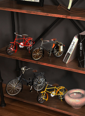 复古铁艺单车自行车模型摆件酒吧商场店铺餐厅客厅怀旧软装装饰品